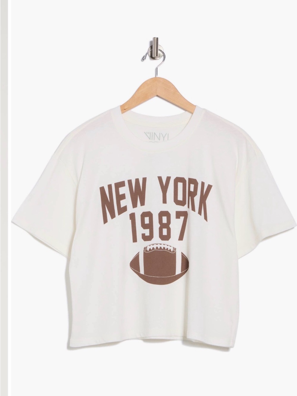 The Vinyl Icons New York 1987 Football Cropped Graphic Tee Medium